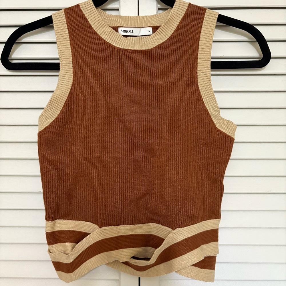 Brown and Cream Women's Top - Picture 1 of 3